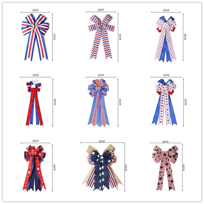 Big Ribbon Bow Patriotic Bows Holiday Decorative Ribbon Bow