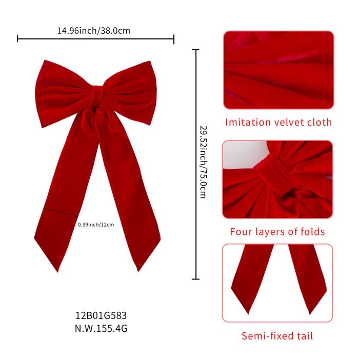 Big Velvet Ribbon Bow for Christmas Tree and Home Decoration