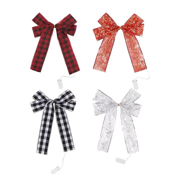 Christmas Big Burlap Ribbon Bows with Wire Edge