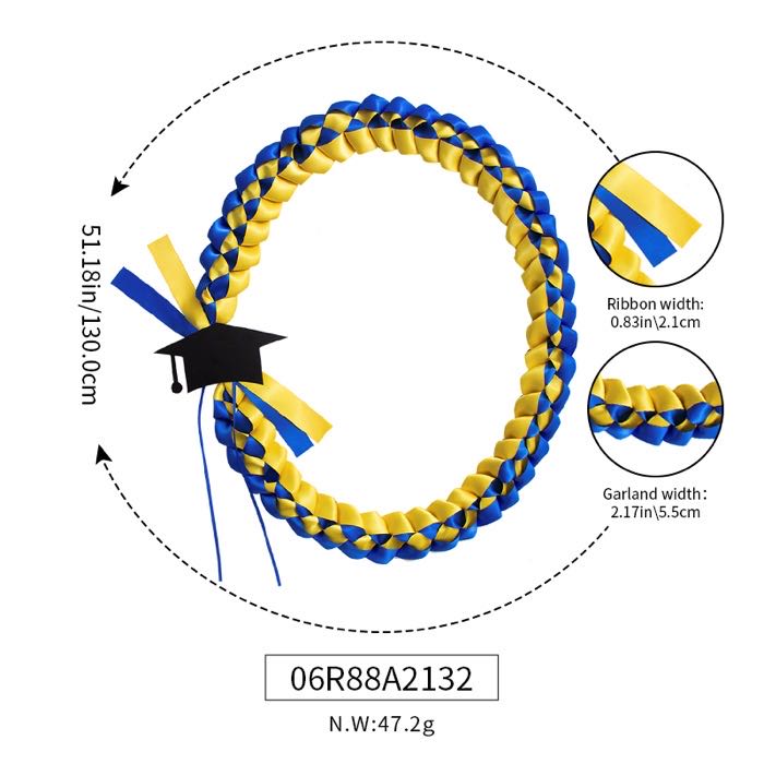 Customizable Graduation Season Satin Ribbon Wreath-Shaped Woven Ribbon