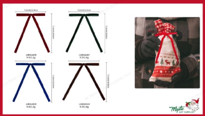 Long Tail Velvet Bows – Large Christmas Tree Bows for Wreaths, Garlands & Gift Toppers (12 Colors, 5.3" Wide)