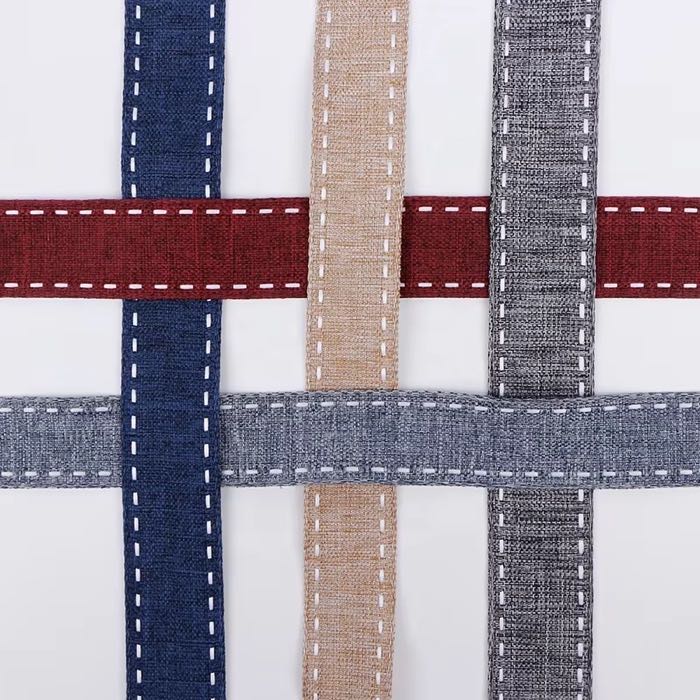 MSD Factory 2.2cm Cowboy Wired Double Face Saddle Stitched Ribbon for Gifts