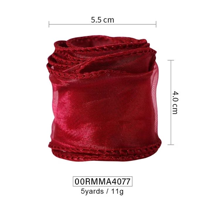 MSD Factory Wire Edge Red Organza Ribbon Custom Custom Ribbon for Wreaths in Bulk