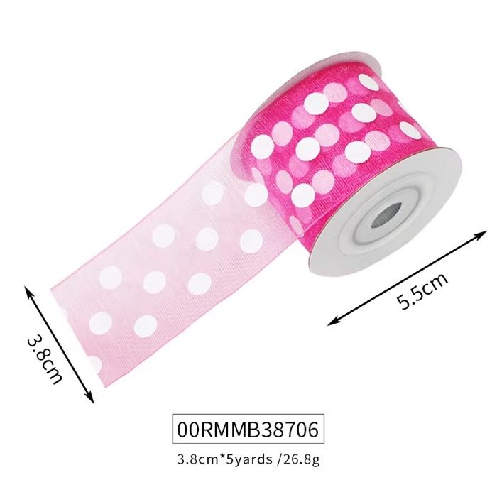 MSD Ribbon Wholesale 3.8cm 100 Yards Organza Ribbon Polk Dot Decorate Ribbon