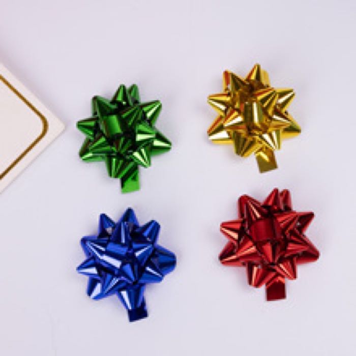 Party Perfect Star Shaped Pull Bows Glittery Metallic Decor Bows for Birthday Party Decor Gift Box Embellishment